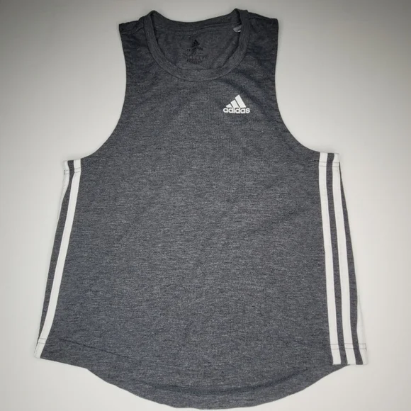 Adidas Girls Size 14 Lot 2 Top Black Logo Tee Gray Tank Small - Picture 2 of 12